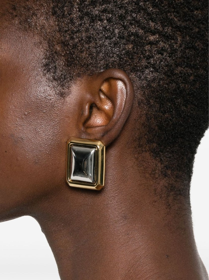 Jacquemus Square Geometric Earrings With Polished Gold