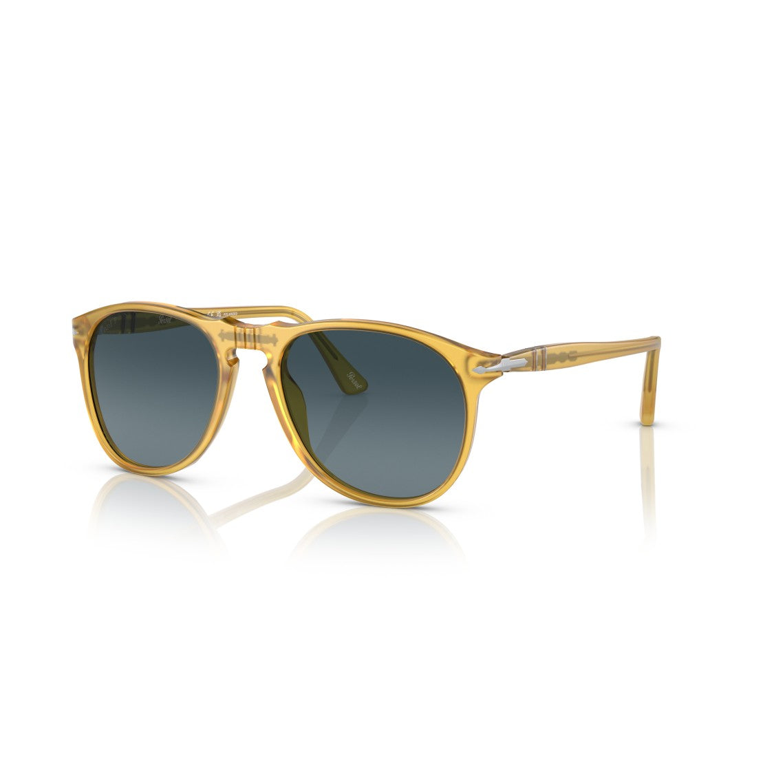 Persol 0Po9649s Translucent Amber Acetate Sunglasses With Round Shape