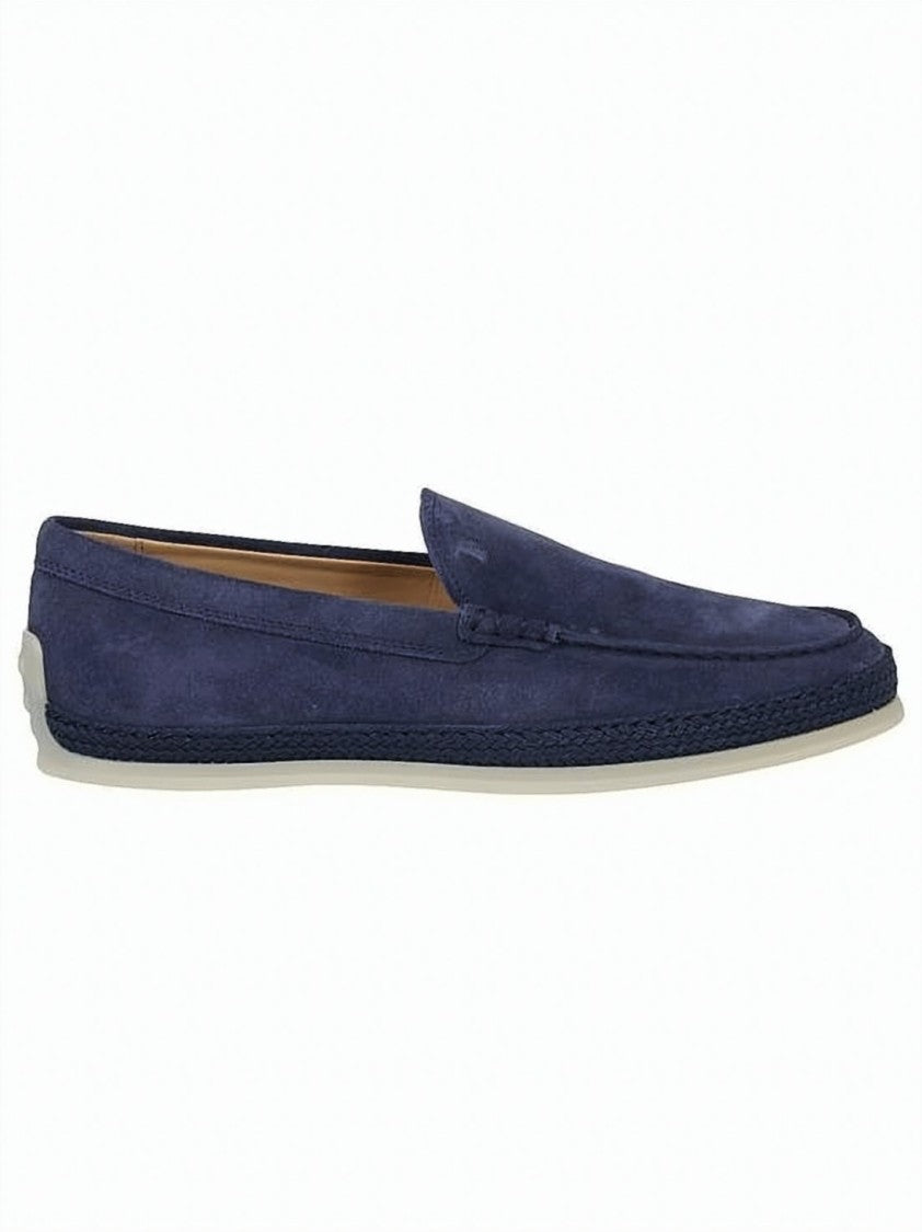 Tod's Minimalist Suede Loafers With Textured Rubber Sole