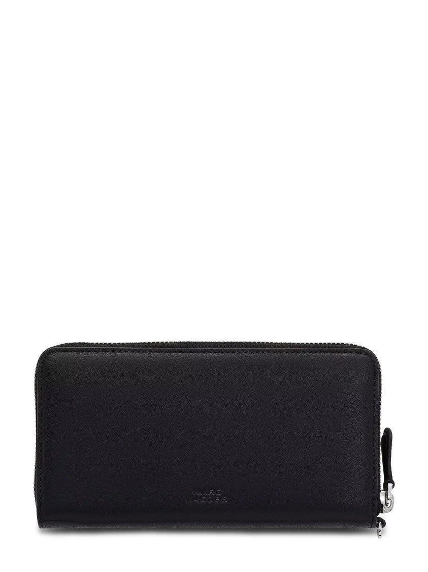 Marc Jacobs Rectangular Black Leather Continental Wallet With Zip-Around Closure