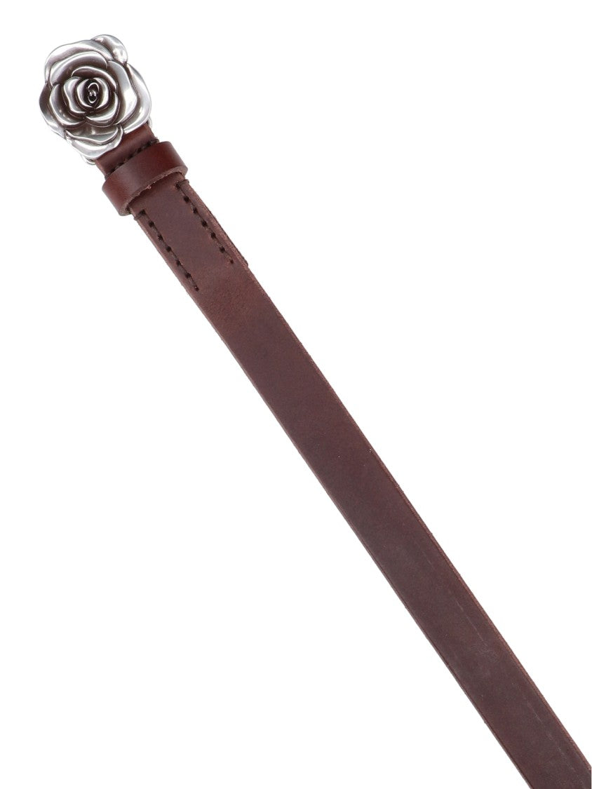 Our Legacy Brown Rose Silver Buckle Leather Belt