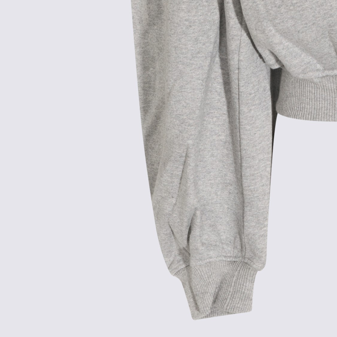 The Attico Heather Grey Hoodie With Fitted Ribbed Waistband And Cuffs