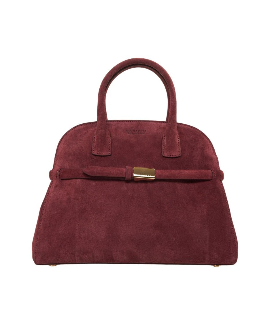 Orciani Structured Burgundy Suede Handbag