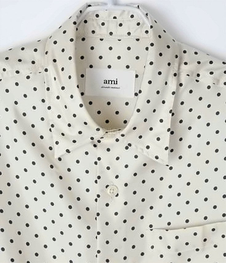 Ami Paris Silk Long-Sleeve Shirt With Polka Dot Pattern