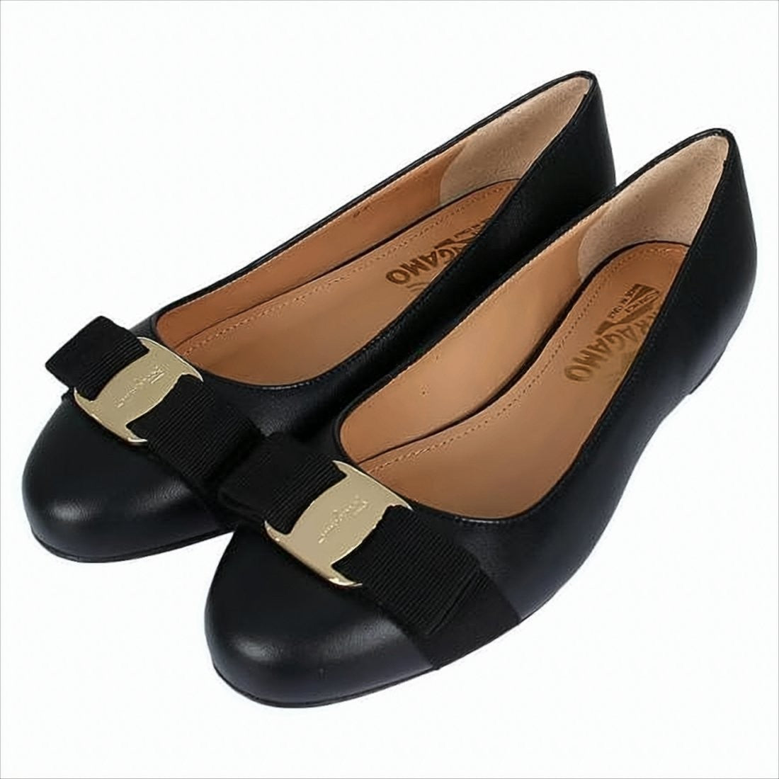 Salvatore Ferragamo Nappa Leather Flats With Grosgrain Bow