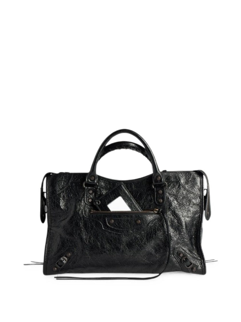 Balenciaga Black Crinkled Glossy Handbag