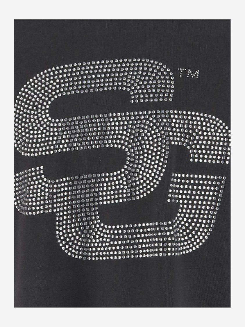 Summer Games Cotton T-Shirt With Rhinestone Logo Detailing