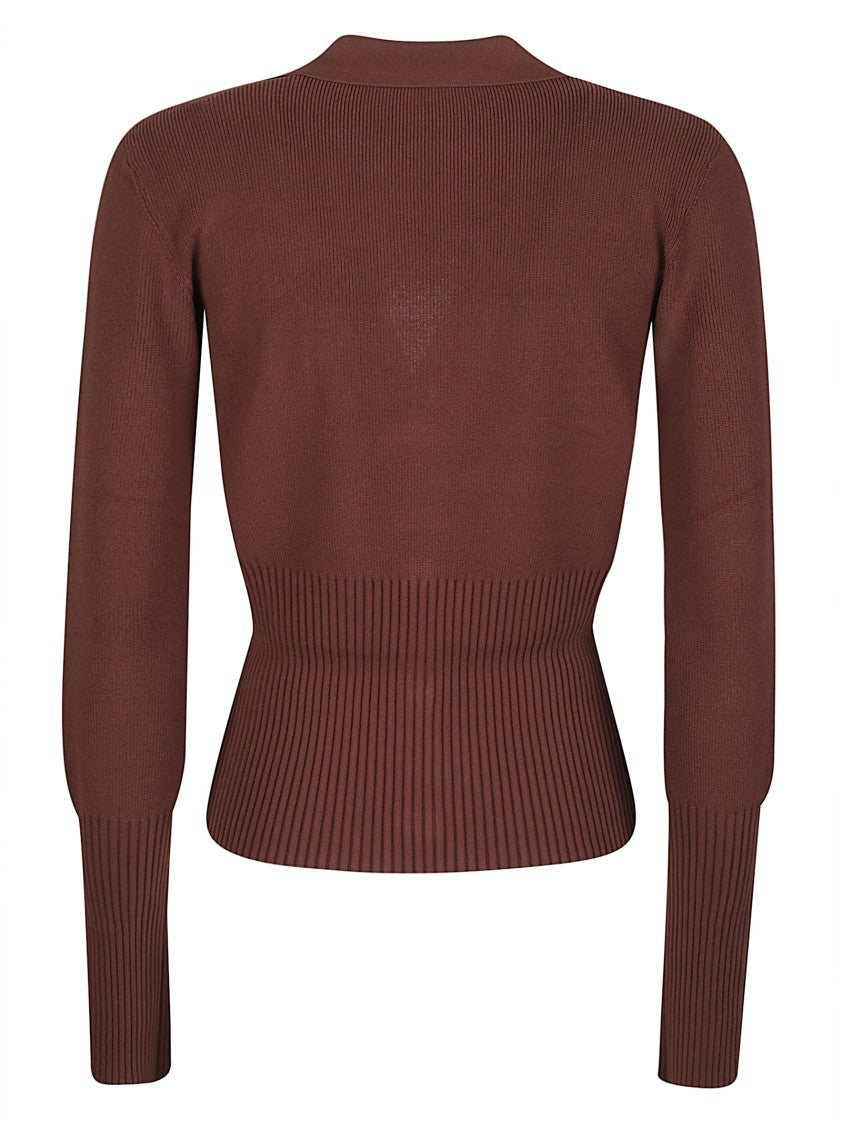 Patrizia Pepe Fitted Viscose-Blend Polo Collar Knit