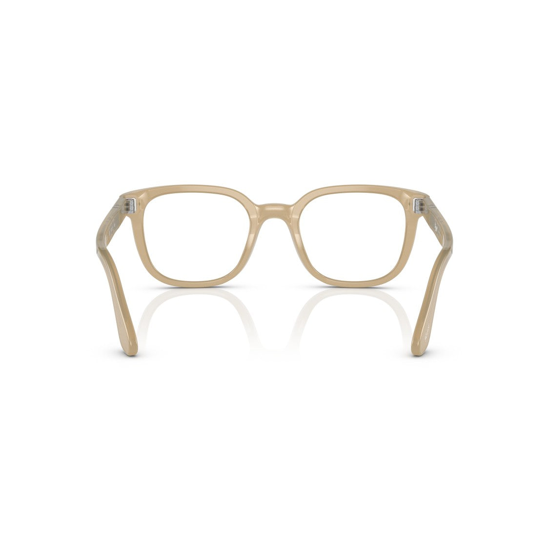 Persol 0Po3263v Translucent Beige Acetate Square Eyeglasses With Silver Accents