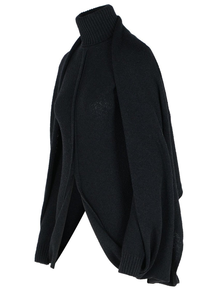 Sportmax Adepto' Black Virgin Wool Blend High Neck Sweater