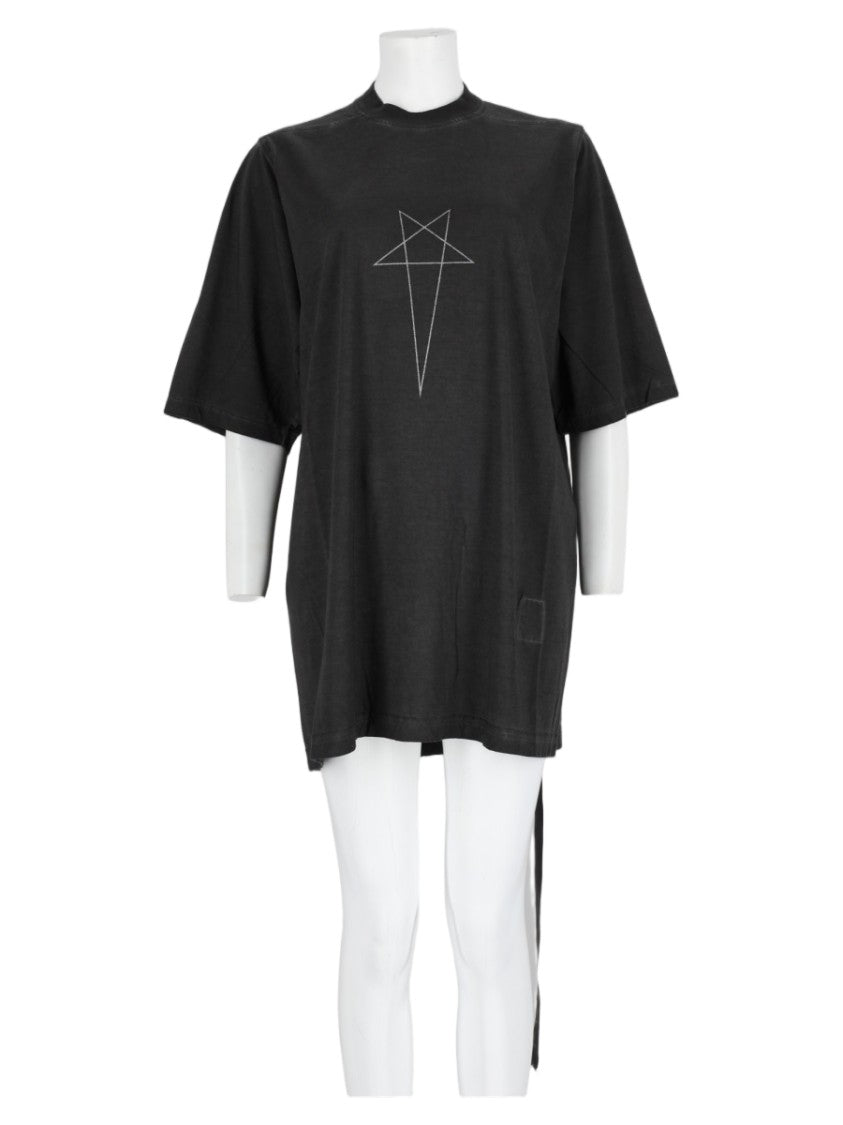 Drkshdw By Rick Owens Black Oversized Geometric Cotton T-Shirt
