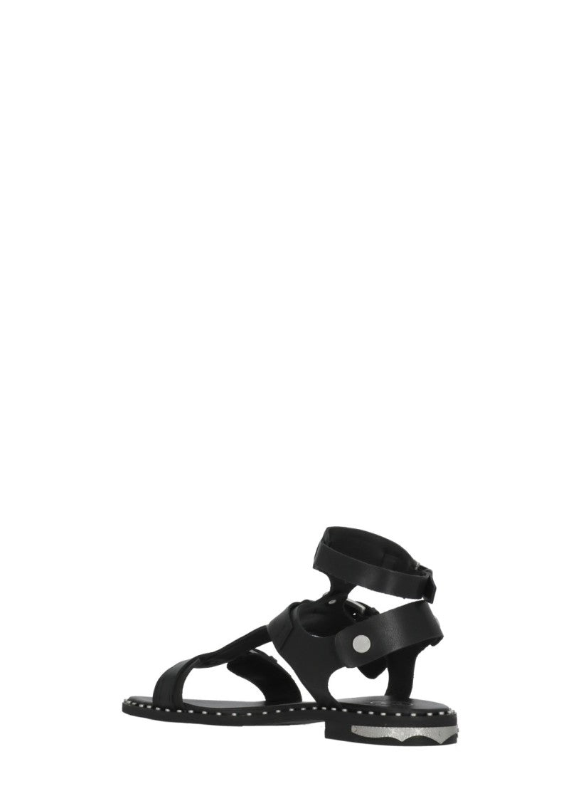 Ash Black Pia Studded Leather Sandals