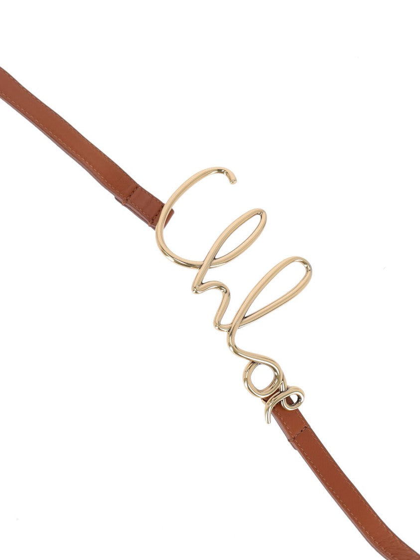 Chloé Thin "Iconic" Belt – Brown