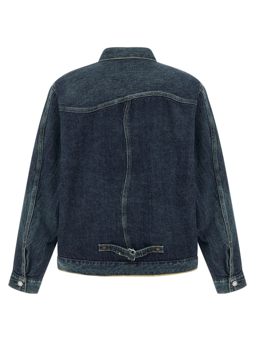 Undercover Sinuous Seams Denim Jacket With Contrasting Stitching