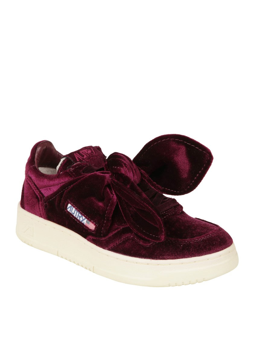 Autry Bordeaux Sneakers With Velcro Strap And Off-White Sole