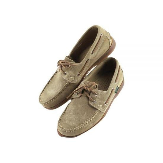 Paraboot Moccasin Toe Suede Loafers With Detailed Stitching