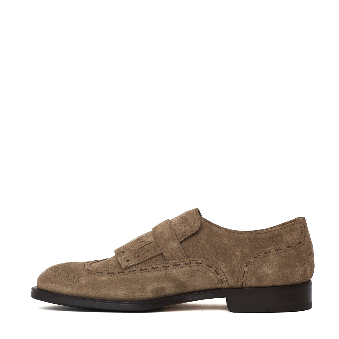 Doucal's Fringed Tongue Brogue Leather Slip-On Shoes