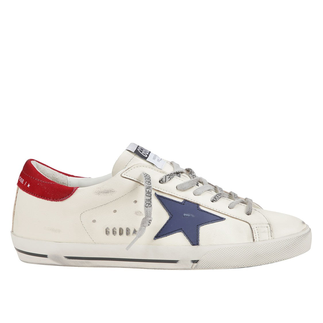 Golden Goose White Leather Sneakers With Red Star