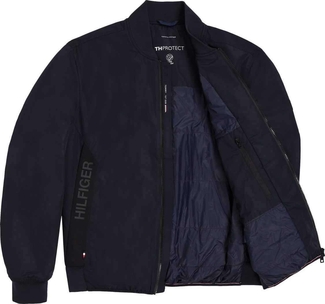 Tommy Hilfiger Minimalist Blue Nylon Jacket Ribbed Details