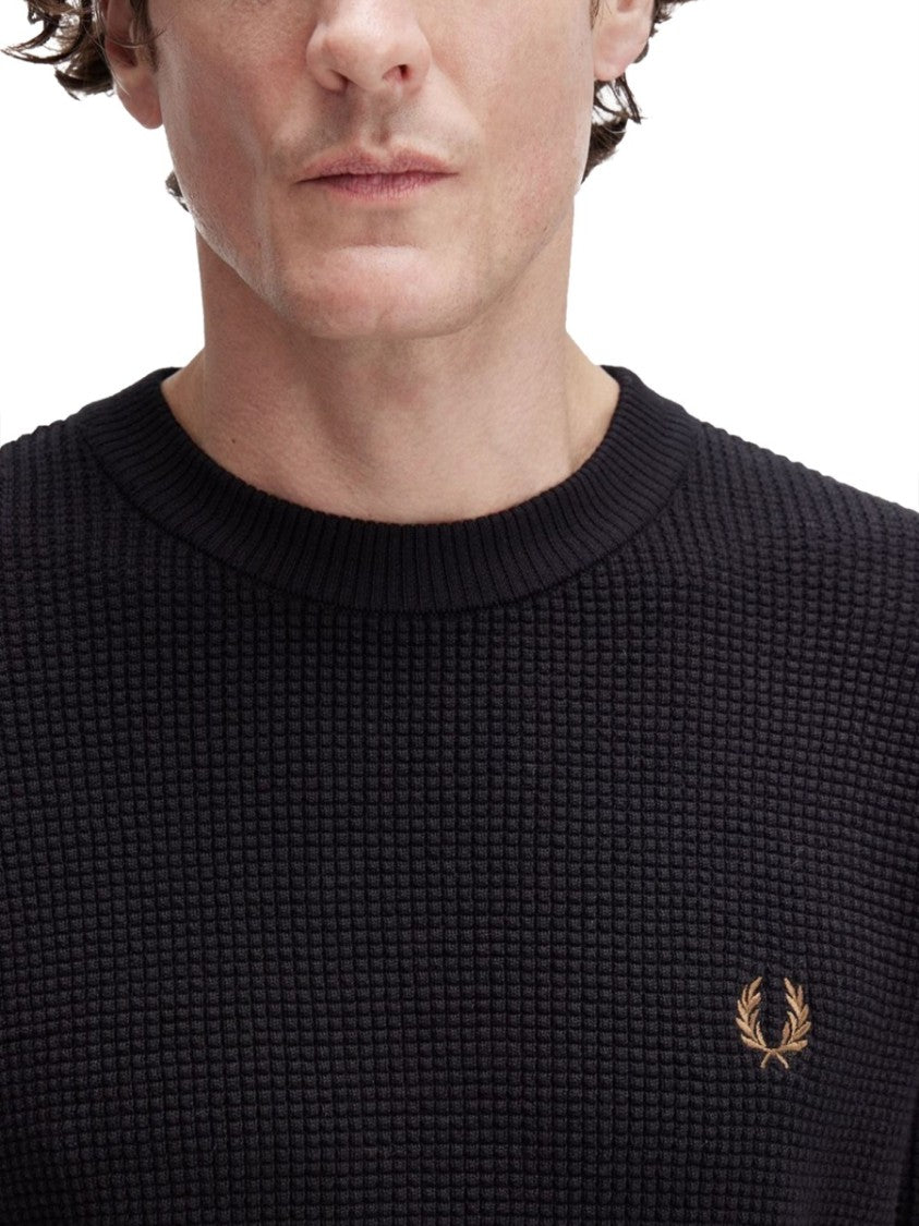 Fred Perry Textured Knit Sweater With Embossed Pattern