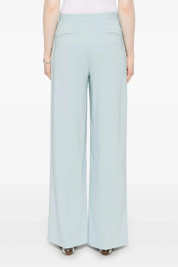 Pinko Light Blue Wide-Leg Tailored Viscose-Blend Pants