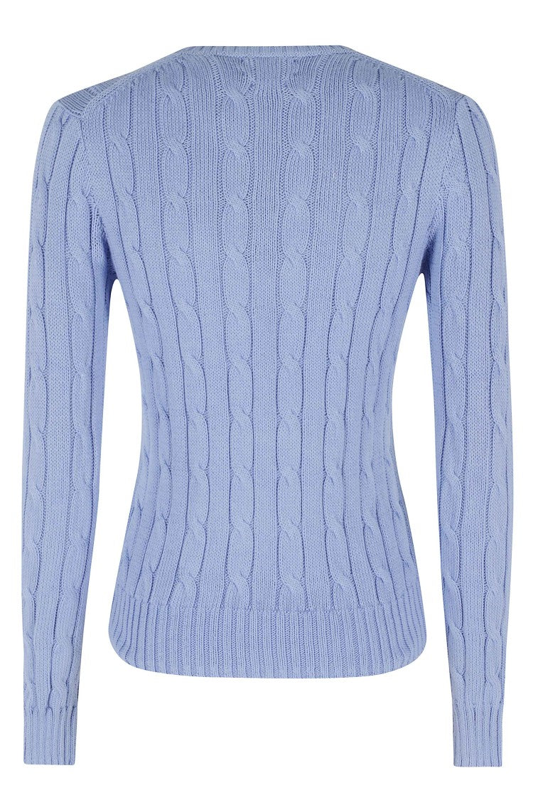 Polo Ralph Lauren Light Blue Long Sleeve Ribbed Crewneck Cotton Sweater