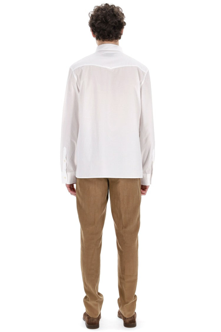 Officine Generale Italian Collar Cotton Poplin Shirt