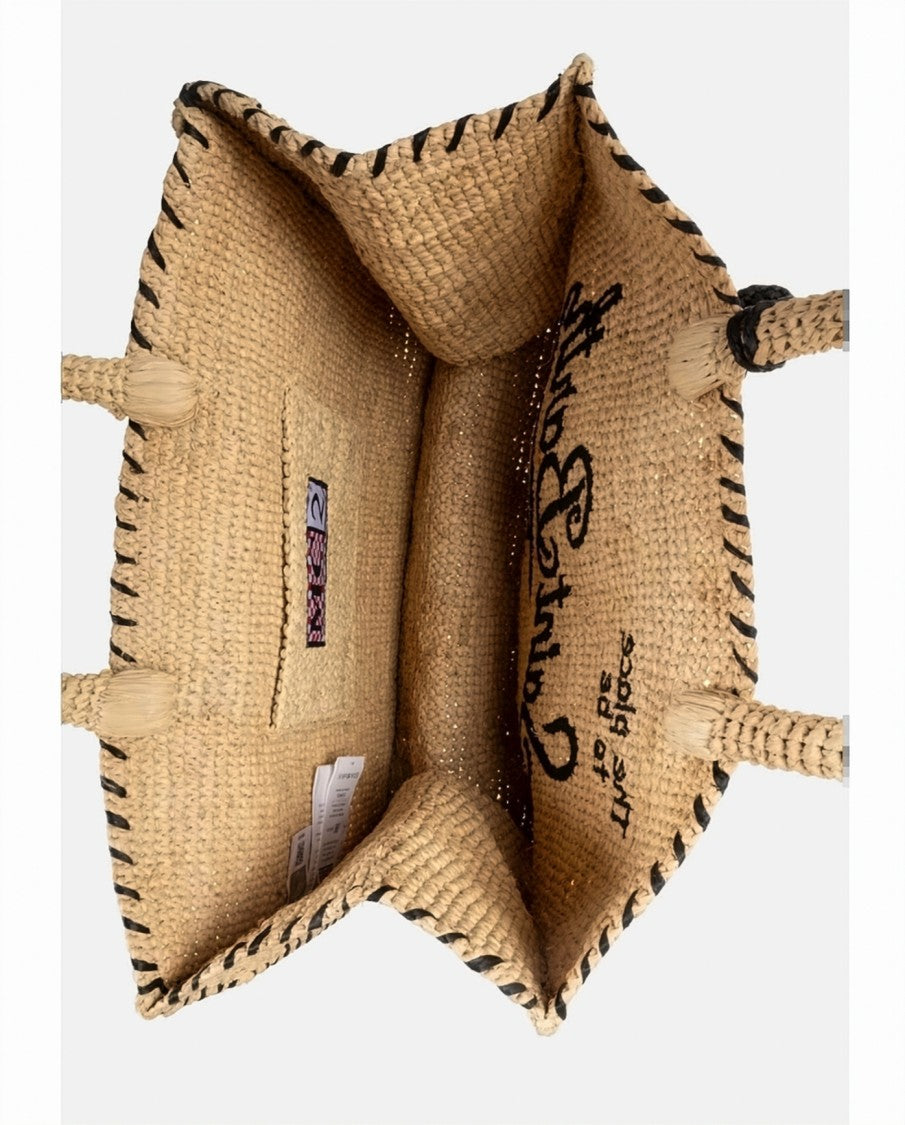 Mc2 Saint Barth Rectangular Woven Tote Bag With Embroidered Detail