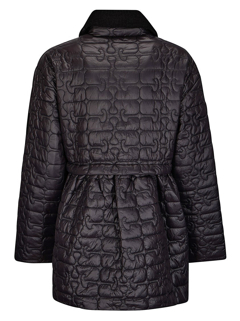 Ganni Shiny Quilt Midi Jacket