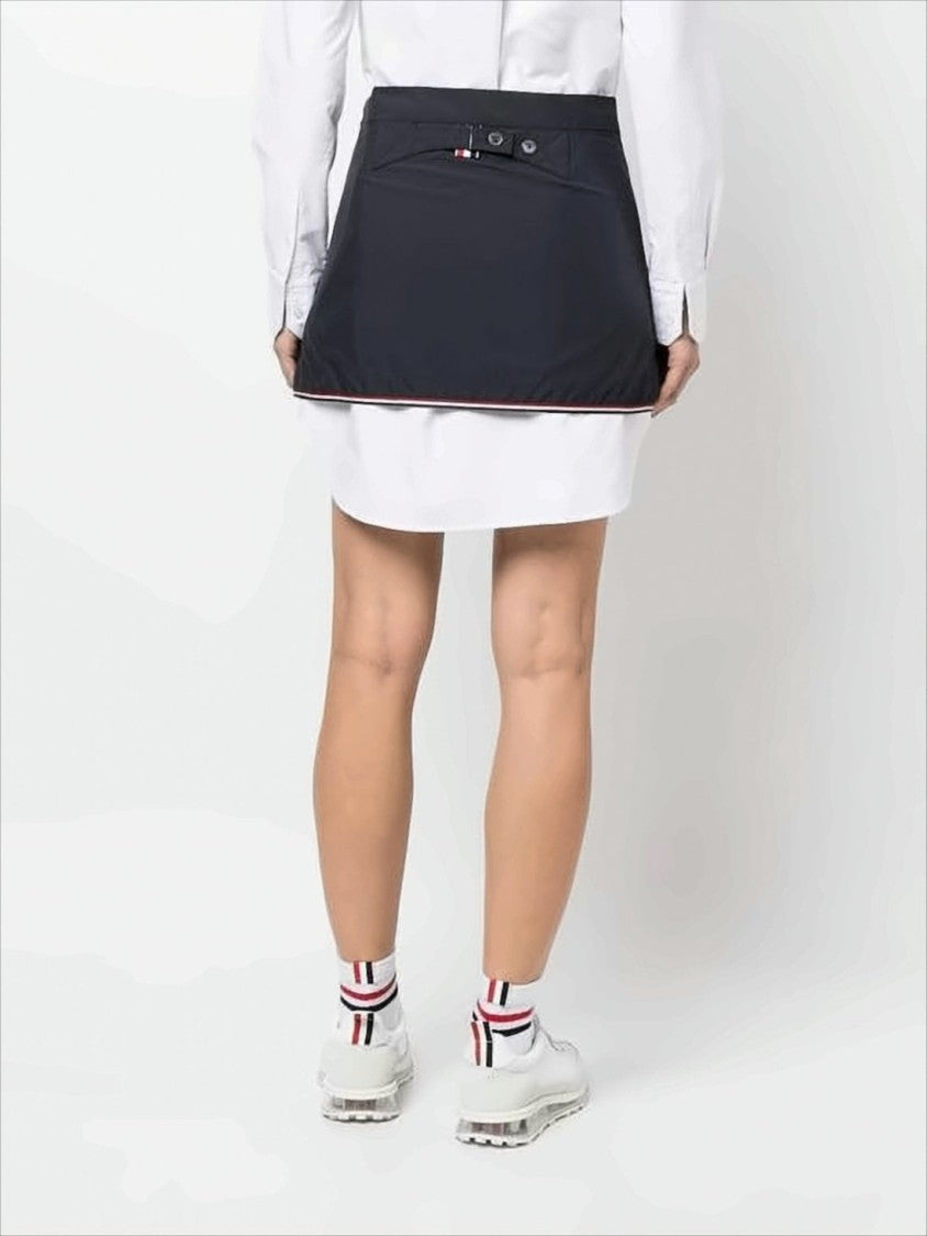 Thom Browne Structured Black Midi Skirt With Contrasting Piping