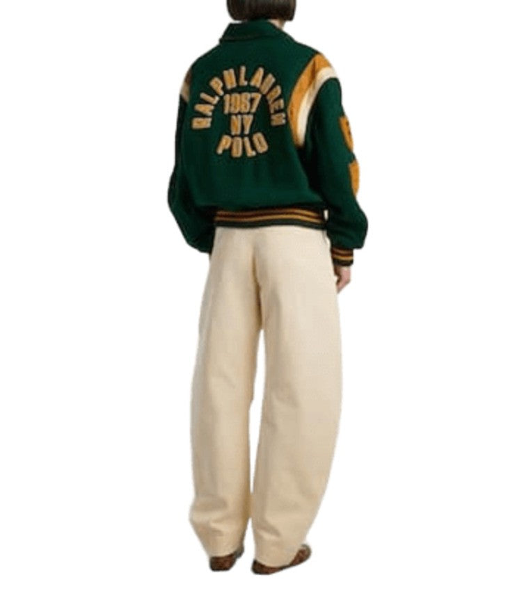 Polo Ralph Lauren Deep Green Wool Blend Varsity Jacket