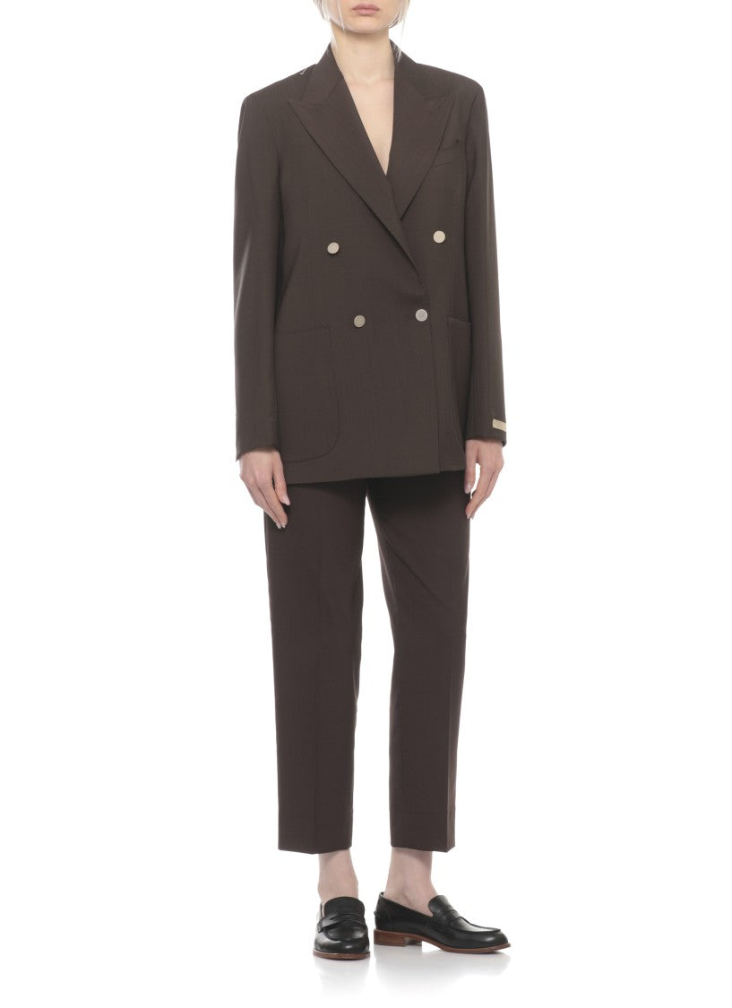 Briglia 1949 Brown Blanchette Double-Breasted Wool Blazer