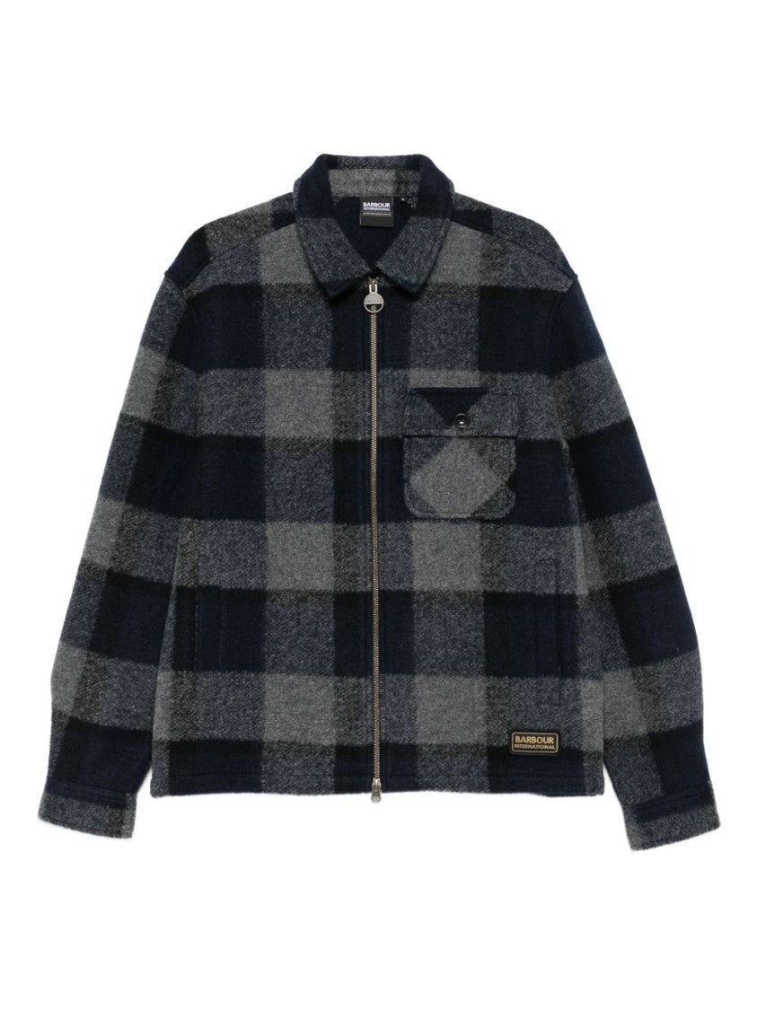 Barbour Boxy Fit Navy Blue Checked Overshirt