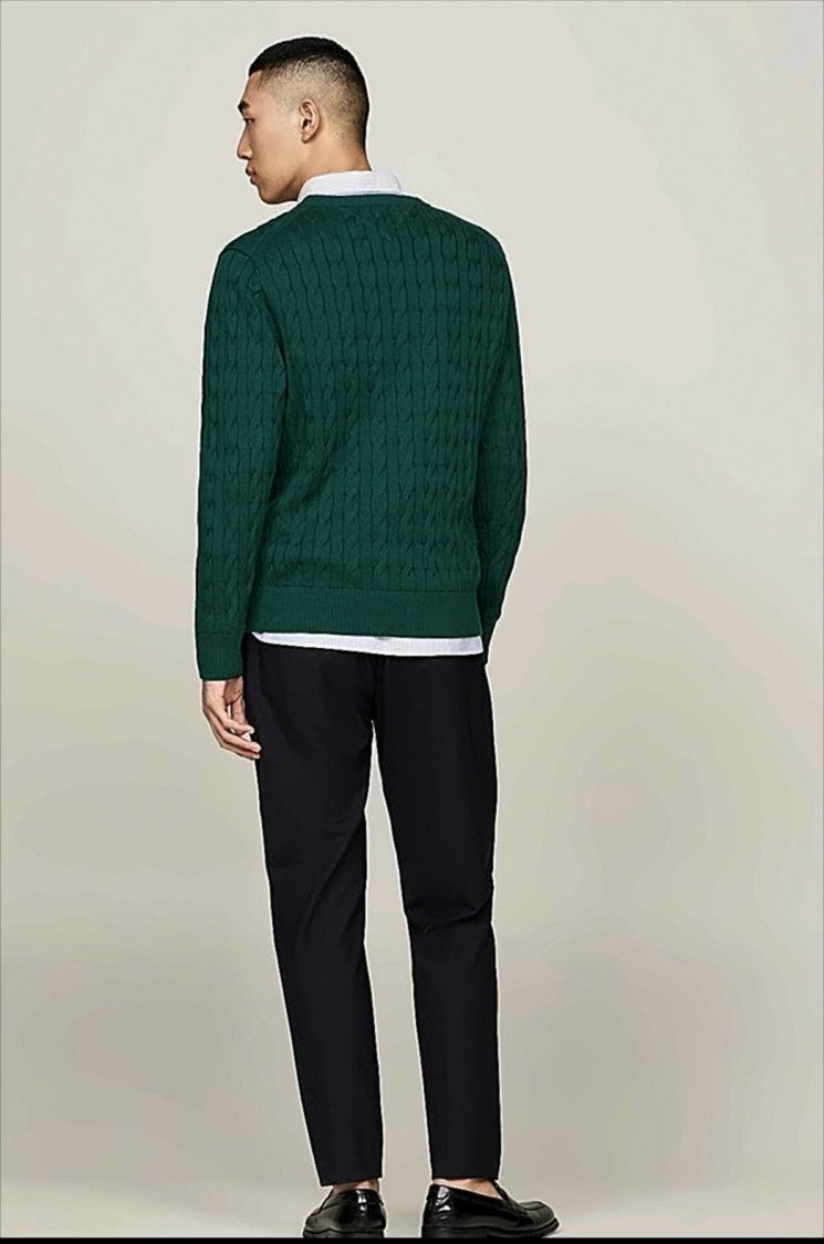 Tommy Hilfiger Cable Knit Cotton Crew Neck Sweater