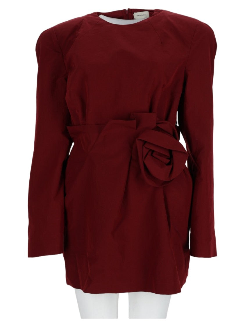 Magda Butrym Bordeaux Floral Cotton-Silk Structured Mini Dress