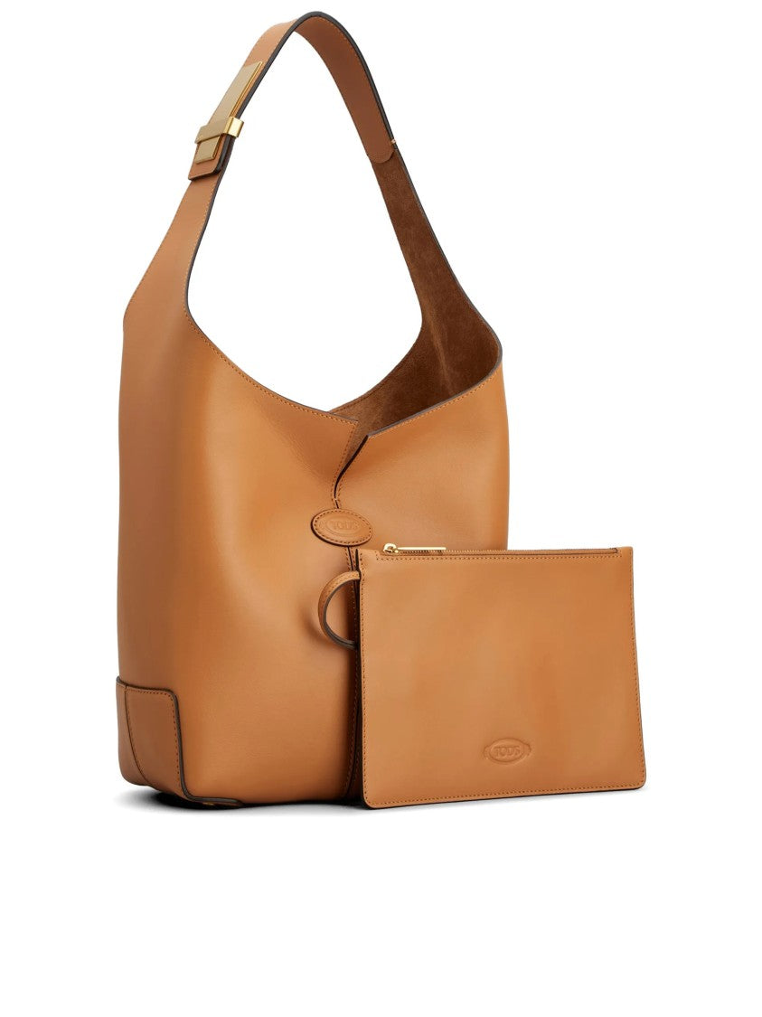Tod's Tan Structured Leather Shoulder Bag