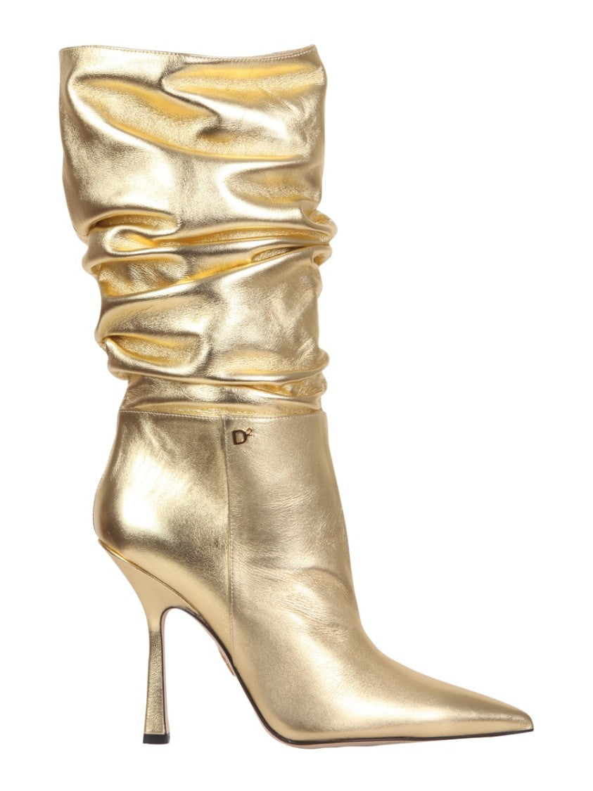 Dsquared2 Metallic Gold Slouchy Boots