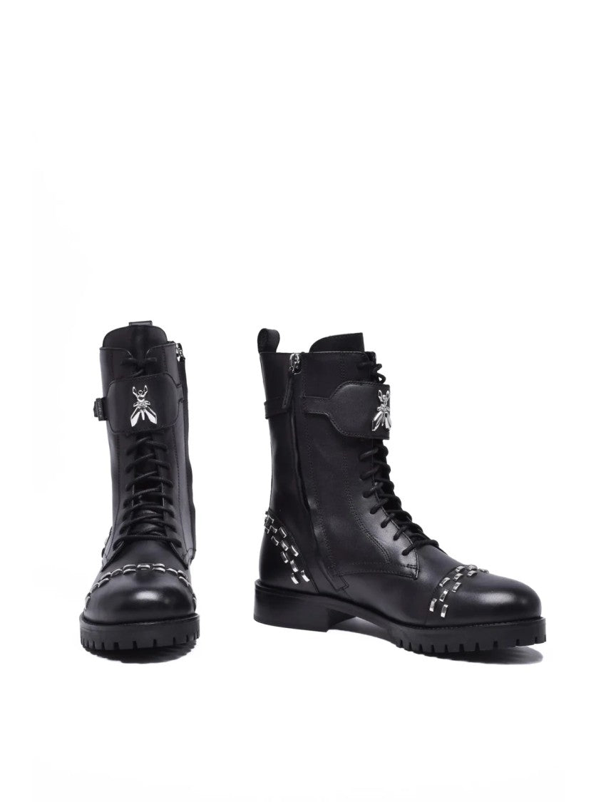 Patrizia Pepe Black Leather Rubber Women's Leather Ankle Boot
