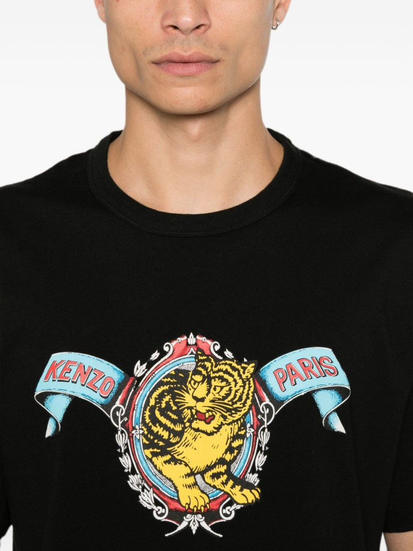 Kenzo Black Short-Sleeve T-Shirt With Vibrant Tiger Graphic