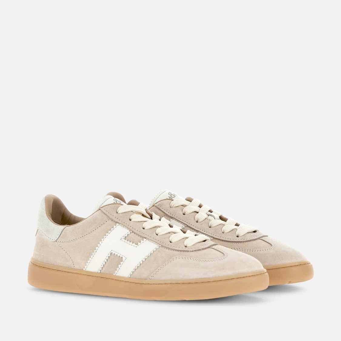 Hogan Beige H Logo Suede Sneakers