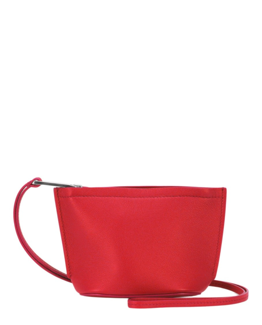 Ferragamo Pebbled Leather Micro Logo Pouch With Extended Strap