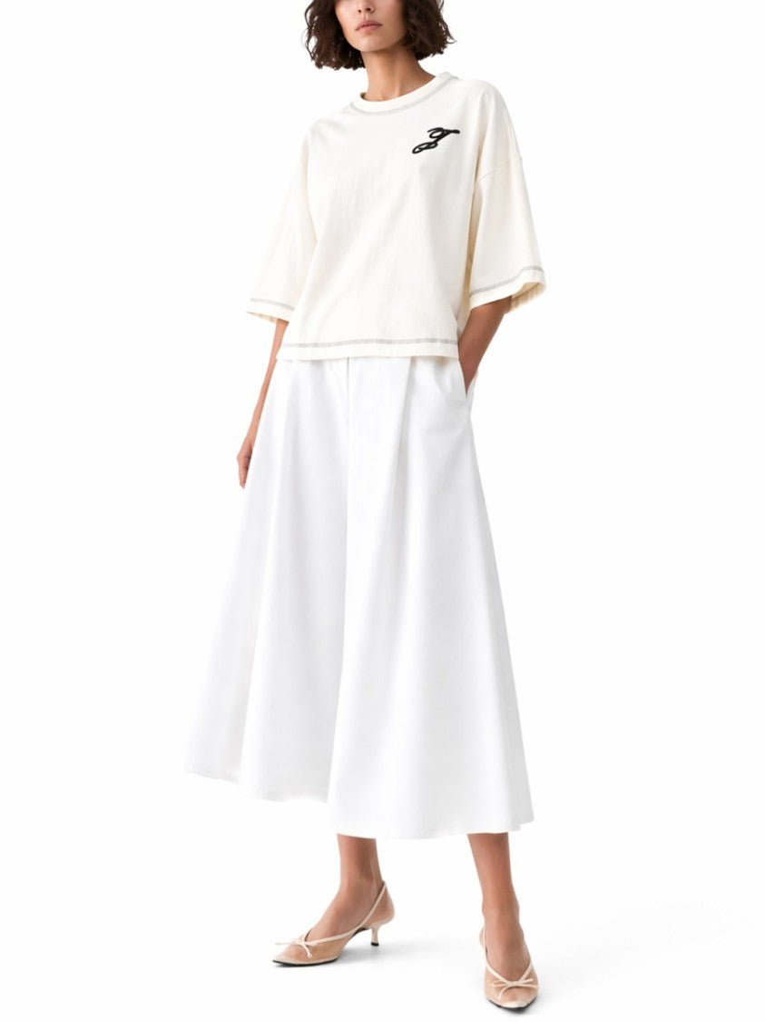 Jacquemus Neutrals Letro Contrast Stitching T-Shirt