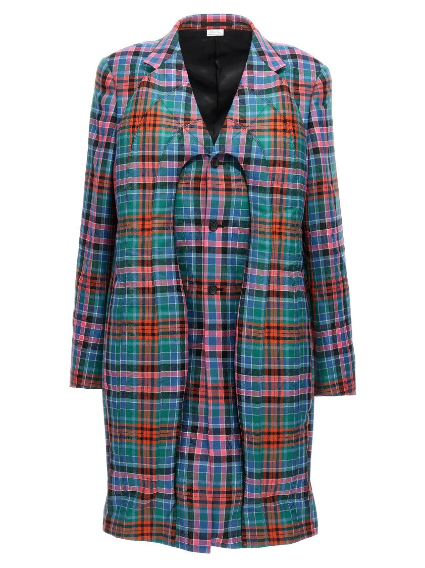 Comme Des Garçons Check-Patterned Wool Coat