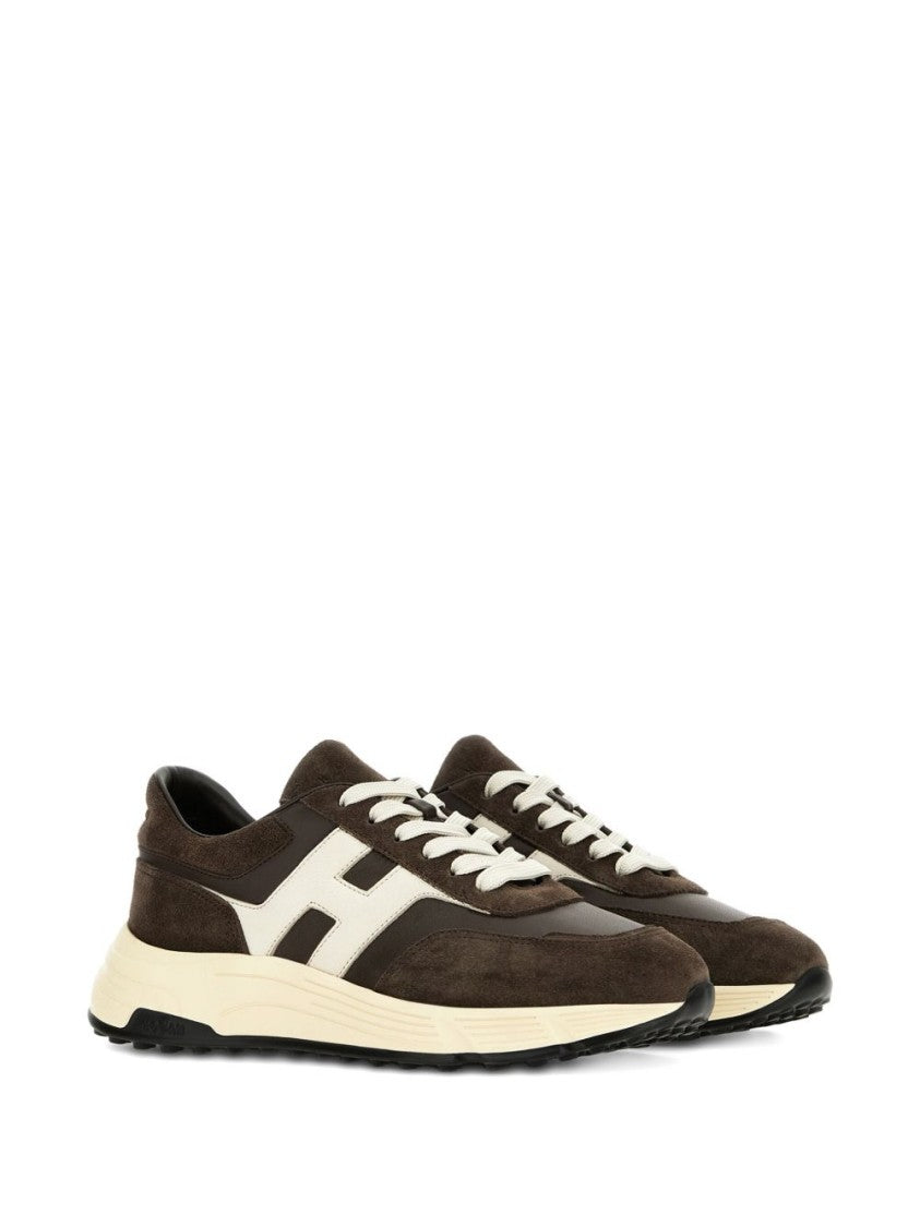 Hogan Coffee Brown Leather Sneakers With Memory Foam Insole