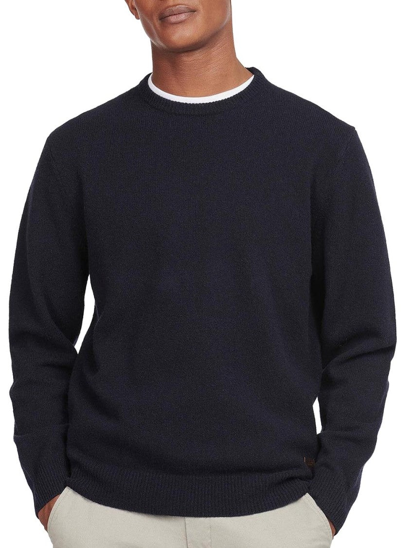 Barbour Crew Neck Merino Wool Sweater With Elbow Patches
