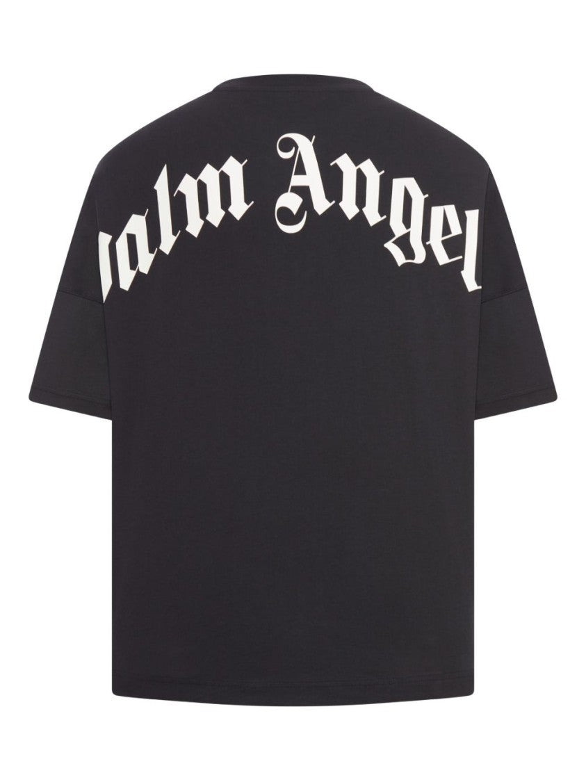 Palm Angels Oversized Black T-Shirt With Logo Print