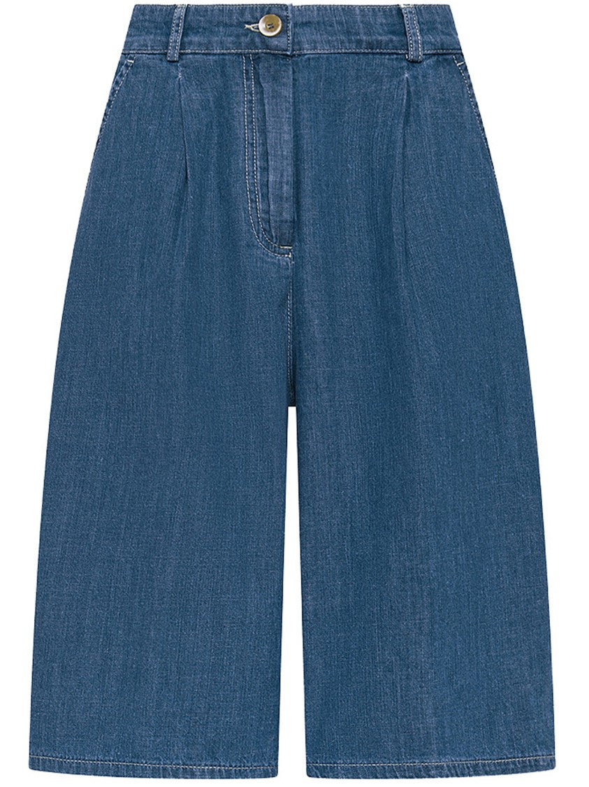 Seventy Venezia Medium Blue High-Waisted Faded Denim Shorts