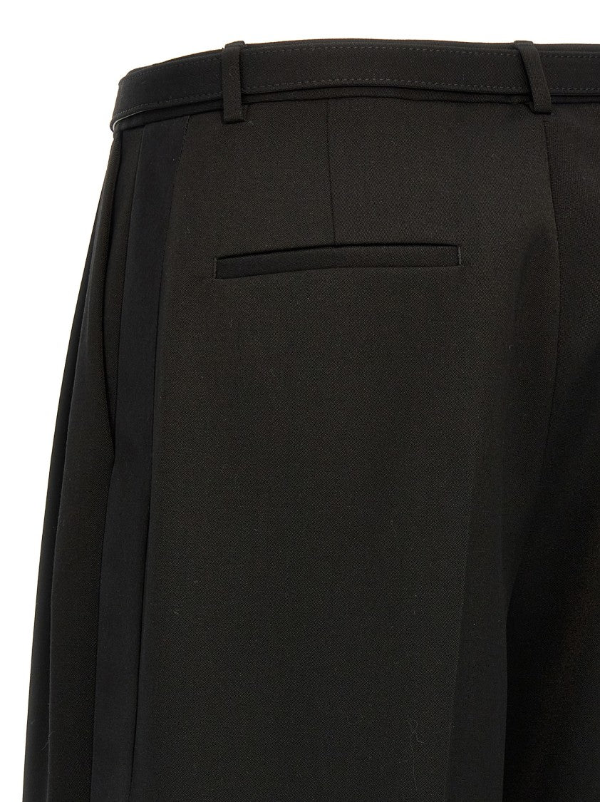 Jil Sander Wide-Leg Wool Trousers With Satin Side Detail