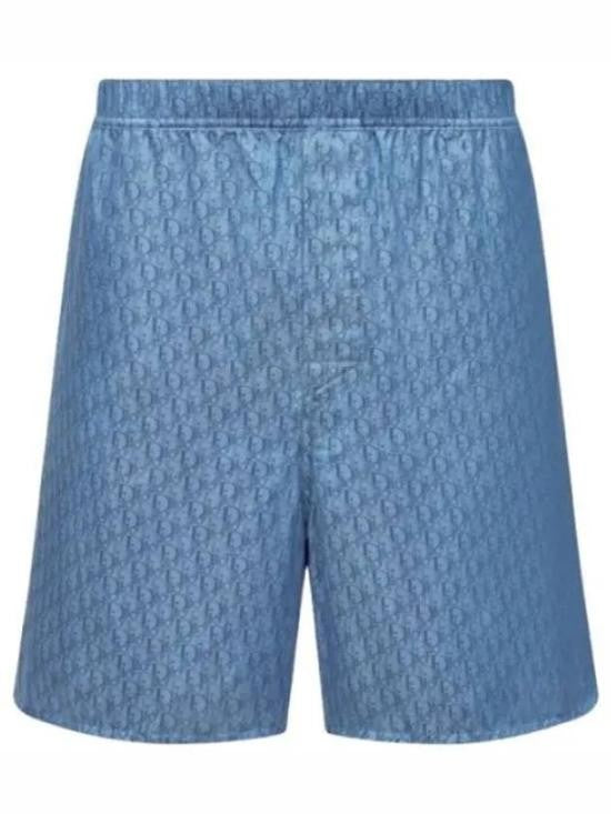 Christian Dior Relaxed Fit Blue Shorts With Silk-Cotton Blend