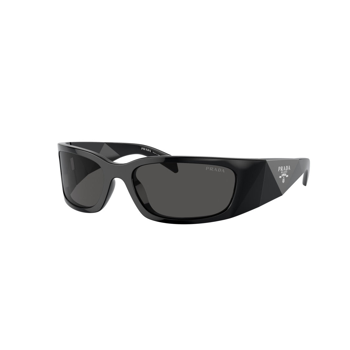 Prada Black 0Pr A19s Rectangular Faceted Sunglasses
